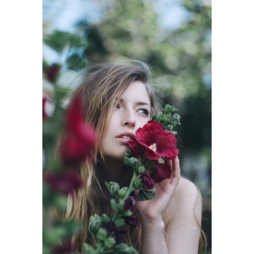 Another #portrait of @briannafern with some #hollyhocks #beautiful #beauty #instamood #instagood #e