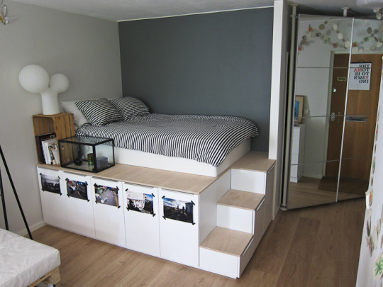 Full size platform bed with storage