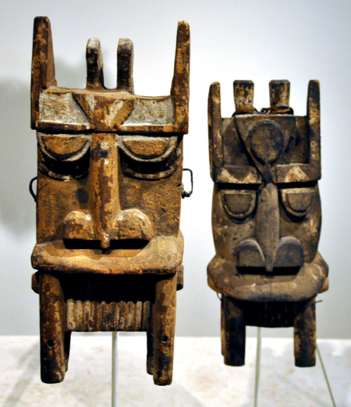 Otobo (hippopotamus) masks of the Kalabari people, Nigeria.  Now in the British Museum.