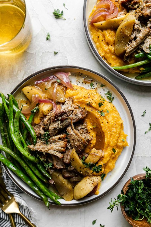 fattributes: Apple Cider Braised Pork Shoulder with Roasted Garlic Whipped Butternut Squash