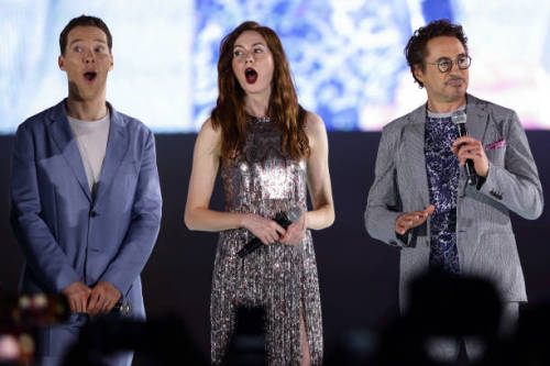 shigurerei:Benedict Cumberbatch, Karen Gillan and Robert Downey Jr attend the Marvel Studios Avenger