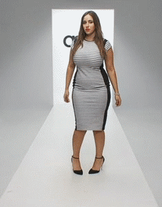killerkurves:  Jada Sezer in New Look Inspire Stripe Midi Body-Conscious Dress 