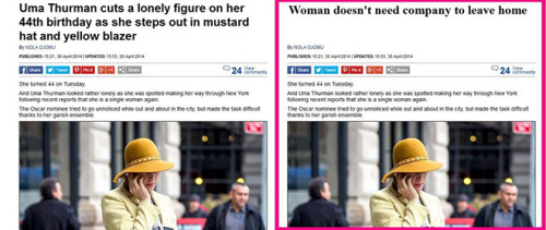 relyonloveonceinawhile:  whatmariadidnext:  two4fit:  TABLOID HEADLINES WITHOUT THE SEXISM  “WOMAN IN TRACKSUIT PROBABLY NOT DISOWNED BY ENTIRE FAMILY”  “It’s mildly breezy outside.” 