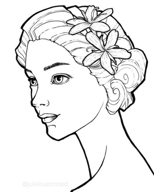 Art nouveau-ish portrait commission #wip ✨ #portrait #ink #lineart #drawing #illustration #flowers #