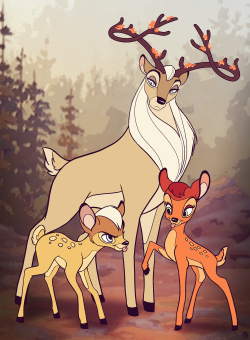 rdjpwns:Thranduil and tiny fauns Legolas and Tauriel!can officially draw bambi style in my sleep disney can u hire me pls