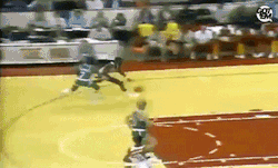 prosportstop10:  The Human Highlight Reel doing what he does best against Larry Bird.