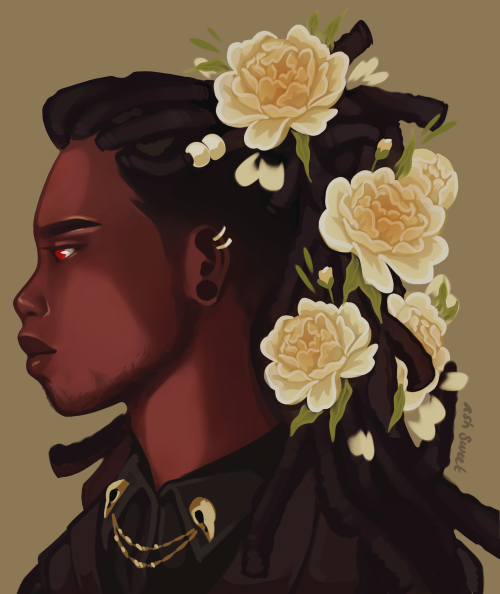 adventuresloane:ashsweet:I’m obsessed with drawing peonies at the moment so have a krav[ID: A digita