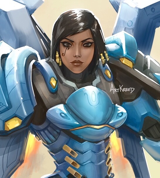 artkreed:A quick paint of my next sculpt: Pharah! I’m going to try to record a