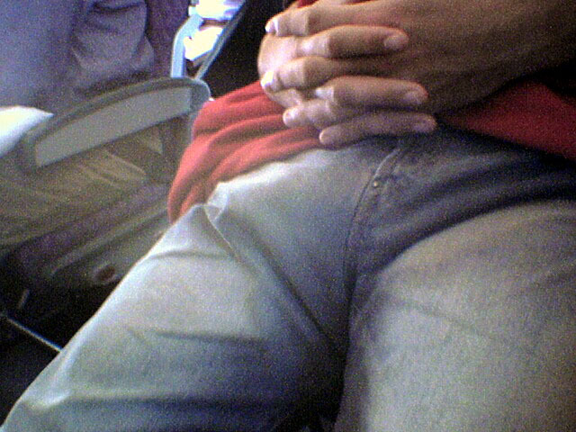 guys-with-bulges:  Sleeping Guy Next To Me Pops Wood On Plane!! Had to fish out the