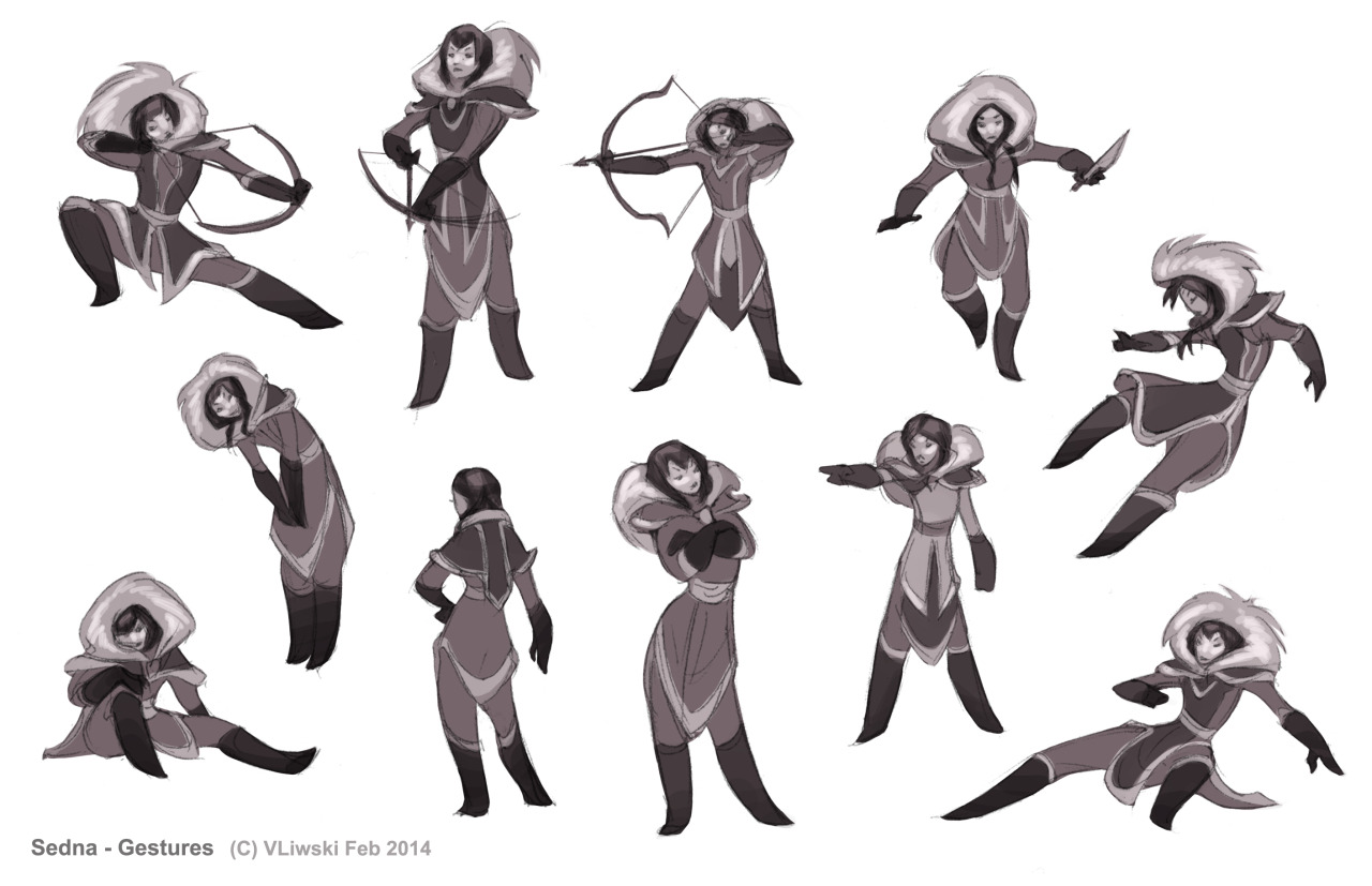 zebrafeets-art:  A character dump from my senior project about Sedna, the Inuit goddess
