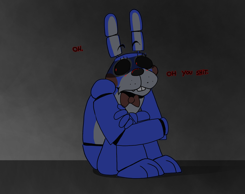 lavalamp-of-epicness:  finished the fnaf thing I previewed a week ago~                       “…H-He caught me off guard, man.” “Just get back on the stage, you walking eyesore.”  XD