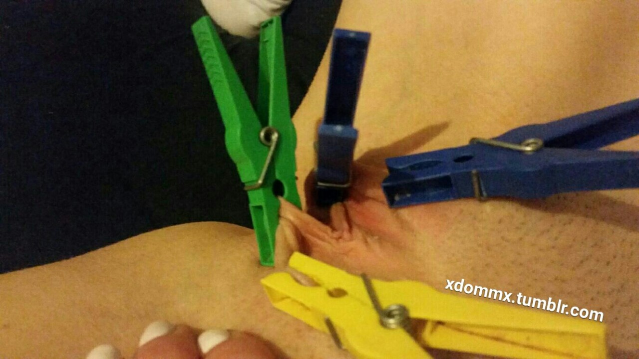 xdommx:  Last challenge for today. Clothespins on both nipples and an additional