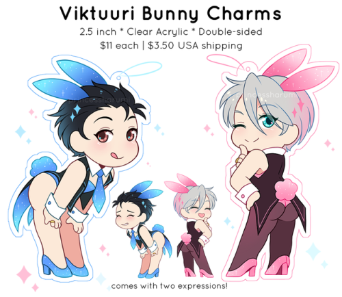 [This is a Preorder] Coming soon around Easter, Viktuuri Bunny charms! Preorder yours today at my store !!  http://catscrown.tictail.com/If you live overseas and would like to get these charms please send me an email: harumanie@gmail.com , ((This offer