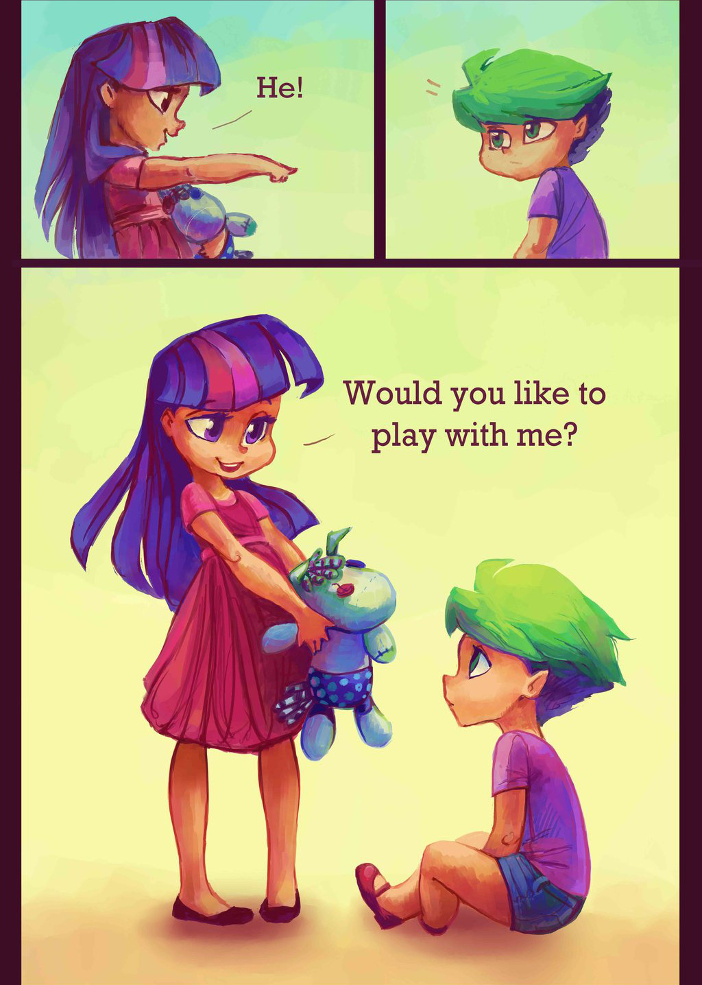 kevinsano:  galleryofhorses:  Twily and Spike.ENG by Holivi  THIS IS TOO PRECIOUS