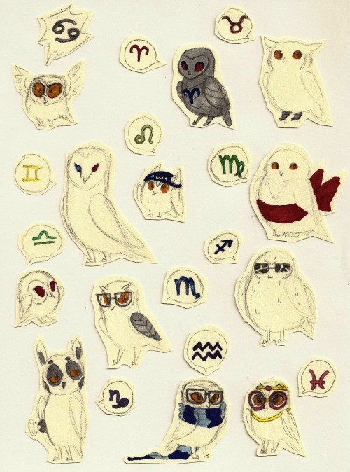 aikostuck: owlstuck idk what I was thinking but each is roughly based on a different kind of owl if 