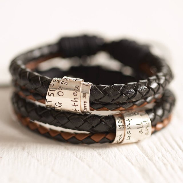 goodgreatexceptional:  Personalised leather bracelets.