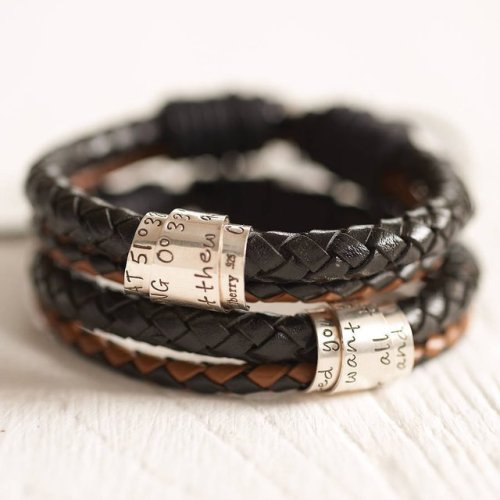 goodgreatexceptional:  Personalised leather bracelets.
