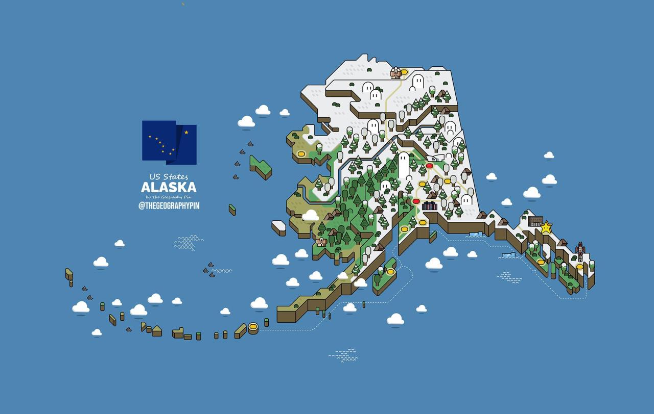 Super Mario style map of Alaska.
by thegeographypin