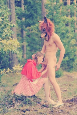 sluttytransbecca:  Mark’s babysitter Ashley had made a game for them to play when they were bored. First, Ashley dressed Mark up in one of her old little red riding hood costumes. She made Mark look the part by shaving him, making him wear one of her