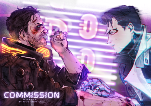 jude-shotto:  Commission (3/5) | Reed900 Cyberpunk AU for Anna⭕⭕⭕