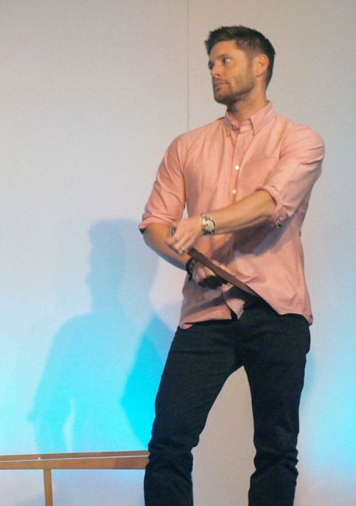 I swear Jensen taking off his belt menacingly is becoming a thing.