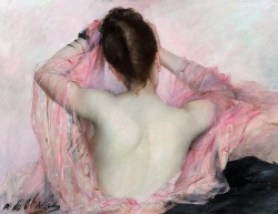 galdrigge:  Alphonsine de Challie -   Young lady with a pink veil   
