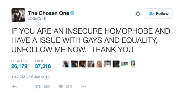 flavorwire:  Kid Cudi Calls Out Hip-Hop’s Homophobia After Orlando Shooting –