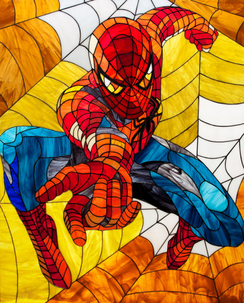 Unbelievable Stained Glass Pictures by TheStainedGlassCoBatman, Spider-Man, Iron Man, Deadpool, Gamb