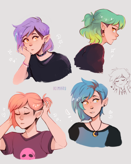 wanted to draw Amity trying different hair colors c:
