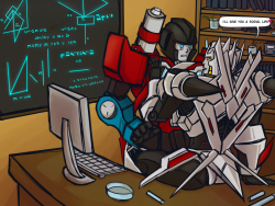 spacehussy:  This was a commission for Slutwarp (femme!Wing/Perceptor) that turned into an accidental collab with Nuts because Wing, femme or otherwise, IS FUCKING HARD TO DRAW so basically I drew Perceptor and Nuts drew Wing. XD &lt;3 happy accidental