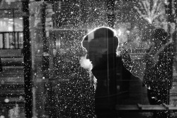 photojojo:  Using a slow shutter speed combined with a powerful flash, Satoki Nagata captured a series of abstract black-and-white portraits in Chicago’s frigid winter. Doesn’t the illuminated snow contrast in such an awesome way with the dark human