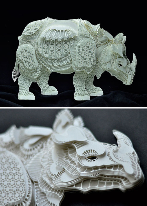 thedesigndome: Elaborate Paper Sculptures of Endangered Animals Patrick Cabral, an artist based in P