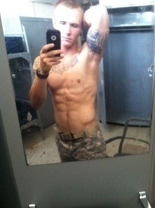 militaryguys:  guysworthexposing:  Army SSG Taylor Cochran from Michigan. Look at his nice tats, hot body, and sexy armpit! His cock looks thick and turned to the side a bit. Would love to see him fully erect! ^.^  check him out as “Riley” from ActiveDuty
