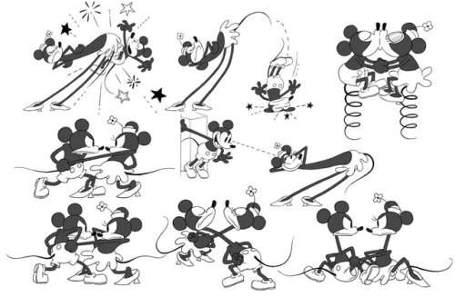 ‪Models for the Mickey Mouse short, Get a Horse (2013). By Eric Goldberg. Old-fashioned rubber hose 