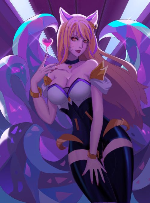 Charming foxy girl K/DA Ahri: League of Legends game fanart  [Artist: Han zon min]