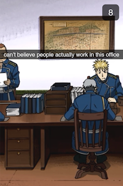 snapsfromcentral:snaps from central: sent from roy mustang → all contacts