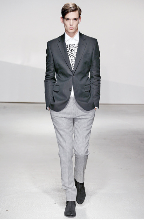 grabyourankles:  Georges de Saint Mars  walks for Kent & Curwen spring/summer 2015