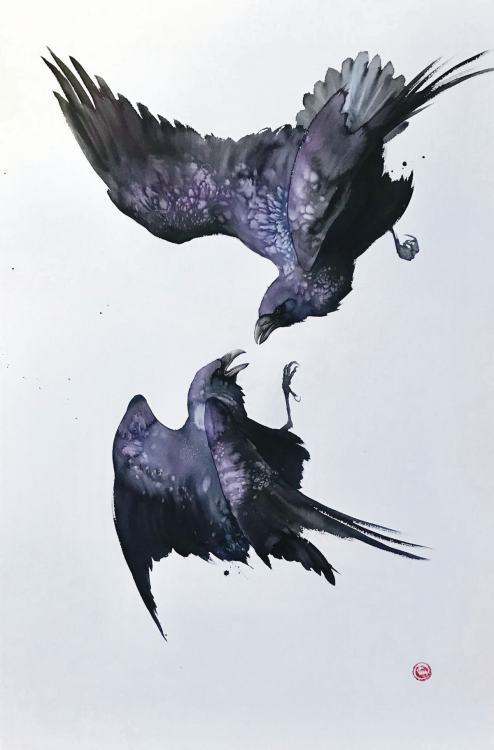 Karl Mårtens (American-Swedish, b. 1956, San Francisco, CA, USA, based Sweden) - 1: Raven  2: Ravens