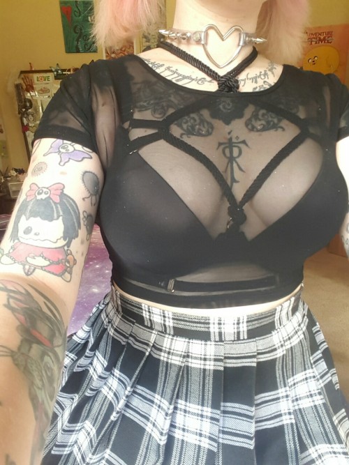 satanicspacecat:  kinkytomyverycore:  satanicspacecat:  This bra is a blessing 🙏  I love that bra! Can you share where you got it @satanicspacecat?  Its the Shibari bar from Honey Birdette 😊 