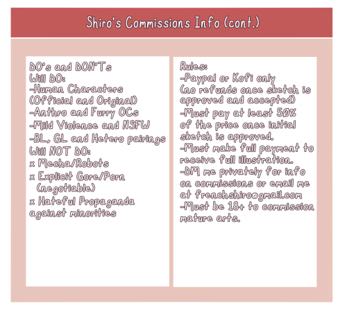 Please read through my updated commissions sheet carefully and if interested, please fill out this g
