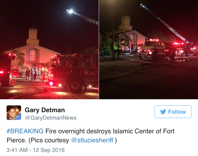 the-movemnt:  The Florida mosque where Pulse shooter attended was set on fire on