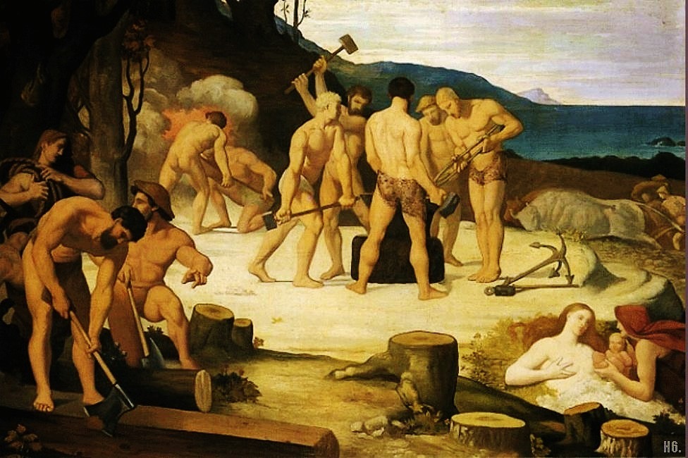 The work. 1863. Pierre Puvis de Chavannes. French. 1824-1898. oil on canvas.