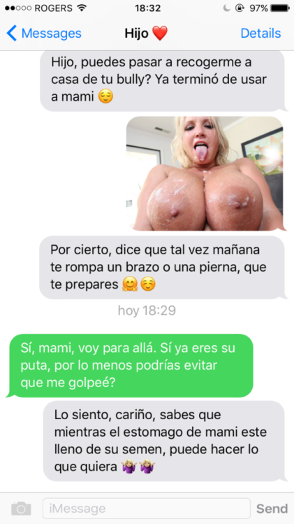 La imagen habla por si sola…Parece que tu madre quiere más el semen de tu bully que a ti.