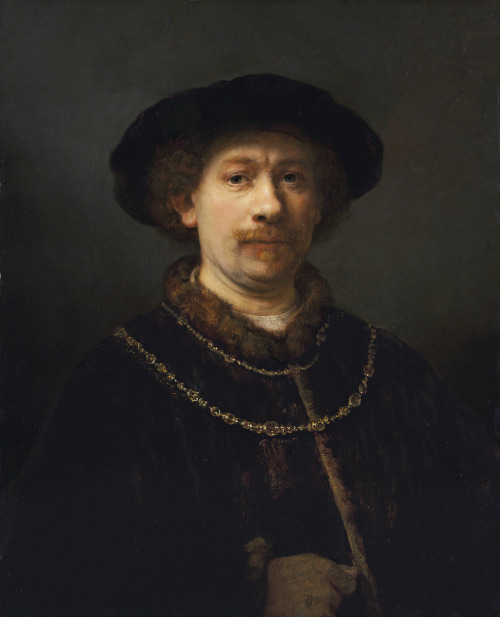 Self-Portrait Wearing a Hat and Two Chains, Rembrandt, ca. 1642