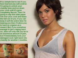 celebrityfemdom:  Mandy Moore Chastity Training