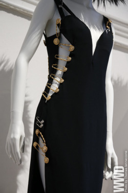 womensweardaily:  WWD Exclusive: First Look at ‘Punk’ at the Met Versace’s safety pin dress that created Elizabeth Hurley. 