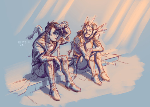 Aphelios and Leona on sunlight, socializing!