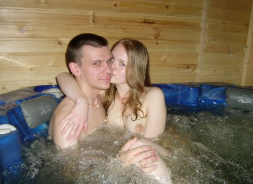 3somlvr:Sitting across from them in the hottub wondering what’s happening under the water  Or 