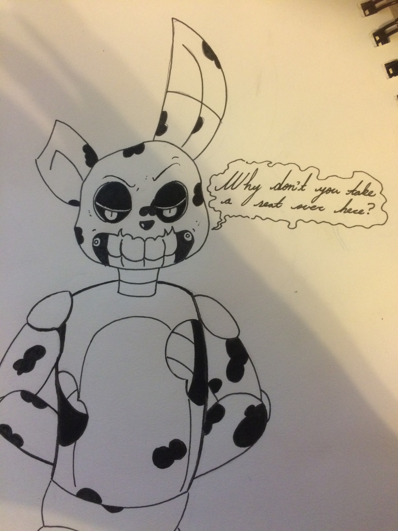 budslowesteempityparade:  A drawing of @unnecessaryfansmut â€˜s Springtrap design,