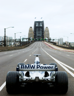 pitwall:  Mark Webber drove the Williams F1 BMW FW26 over the Sydney Harbour Bridge in 2005 